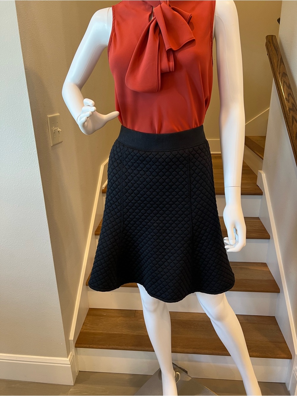 Uniqlo Black Quilted Flared Skirt